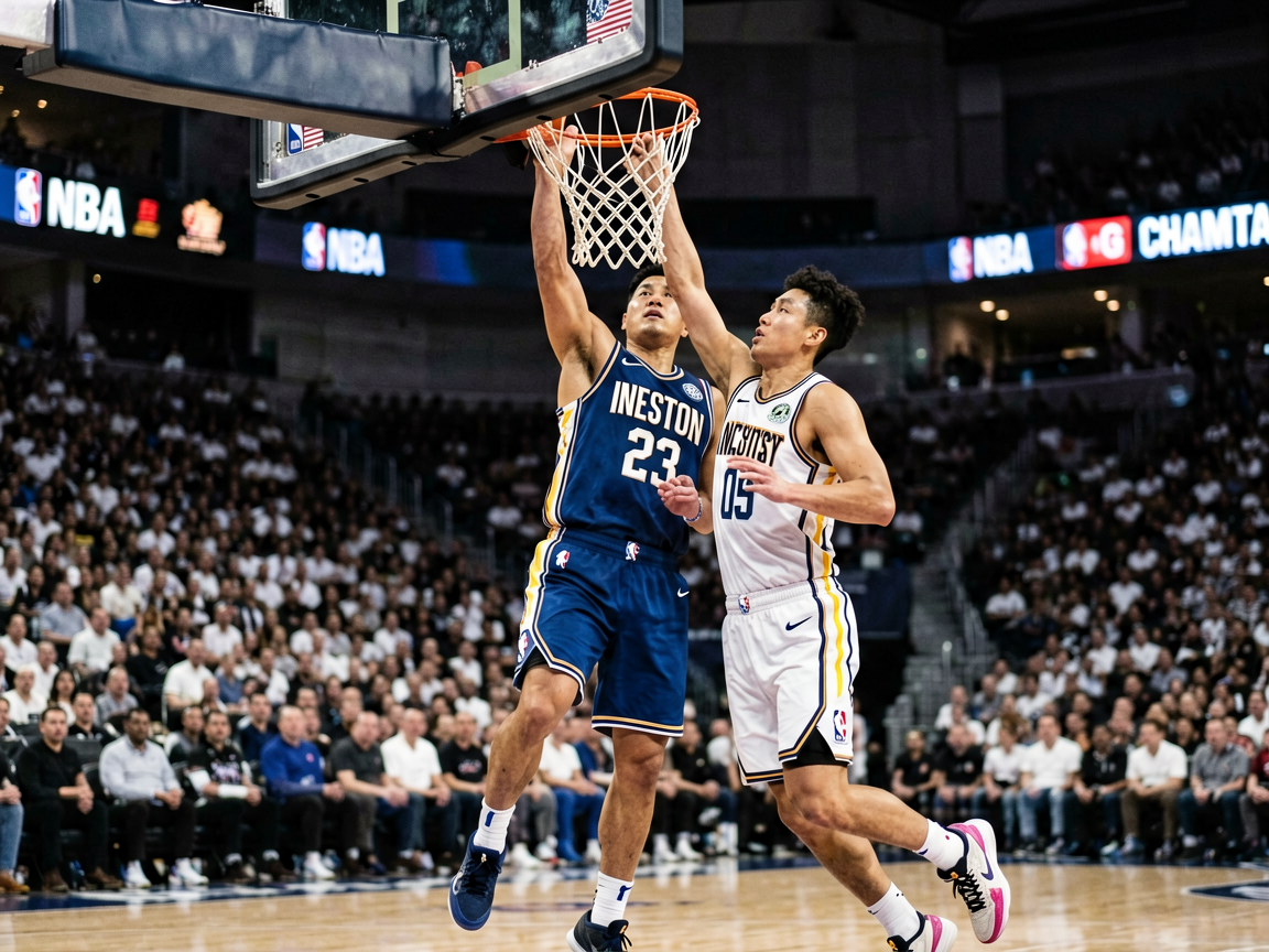 NBA篮球比赛精彩扣篮与防守瞬间
